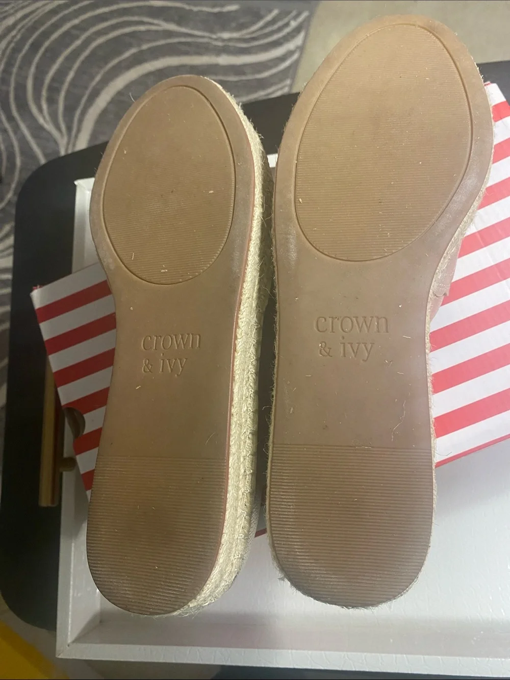 Metallic Silver Scalloped Espadrille Flats
